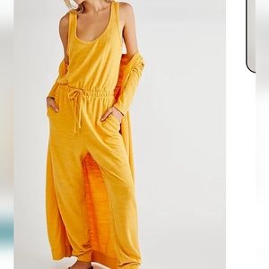 Free People Yellow Cropped Jumpsuit